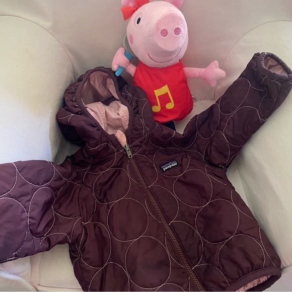 Patagonia Other - Patagonia Reversible Purple Pink Puff Ball Jacket  Hoody 12-18 Months